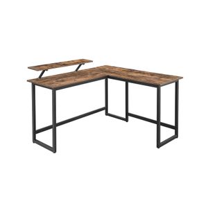 Industrial L-shaped Computer Desk with Monitor Stand